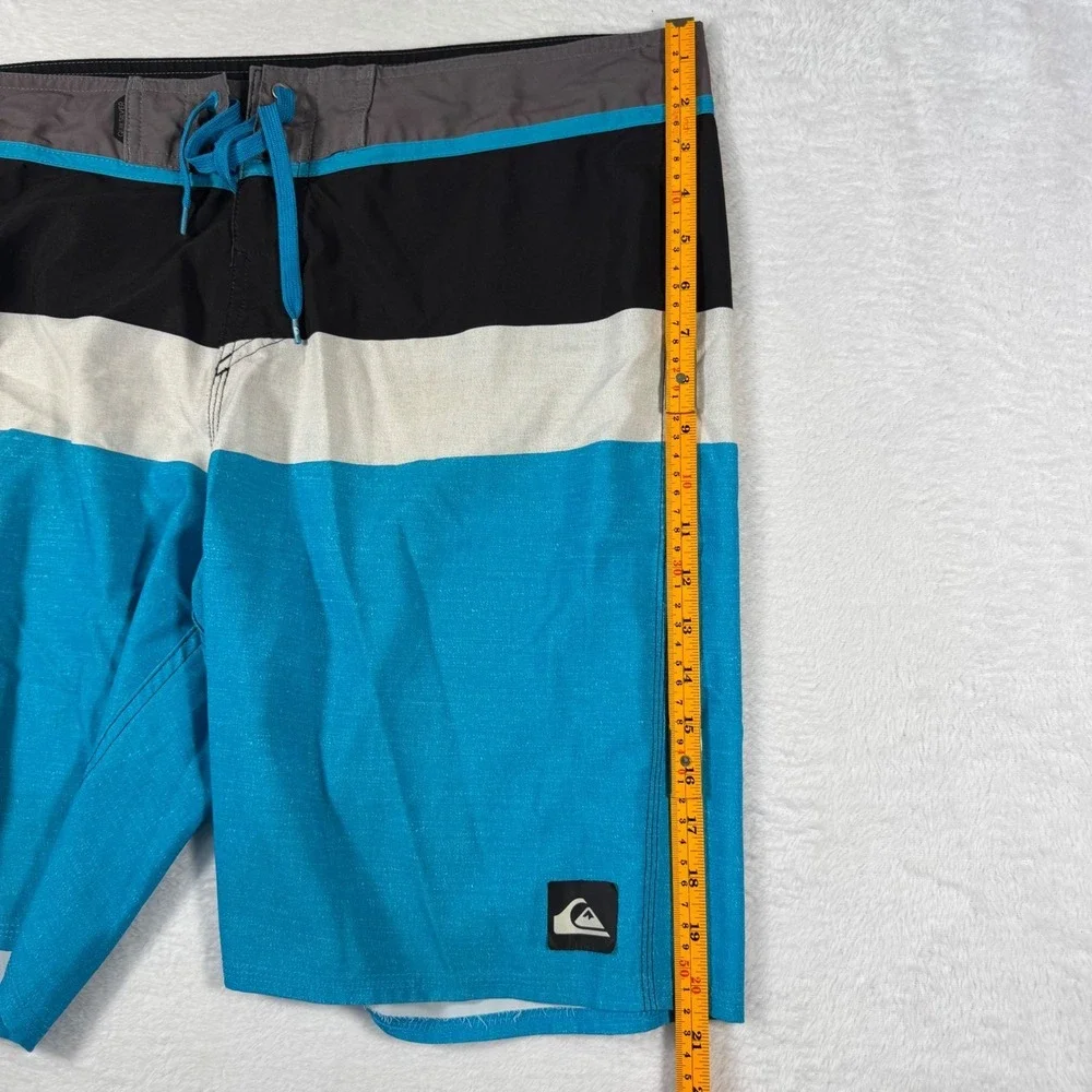 Quiksilver Board Shorts Mens 38 Blue‎ Black Colorblock Zip Pocket Stretch